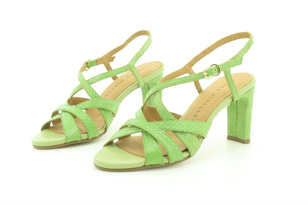 WOMEN'S MID HEEL LEATHER SANDALS 18300 Salvia