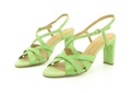 WOMEN'S MID HEEL LEATHER SANDALS 18300 Salvia