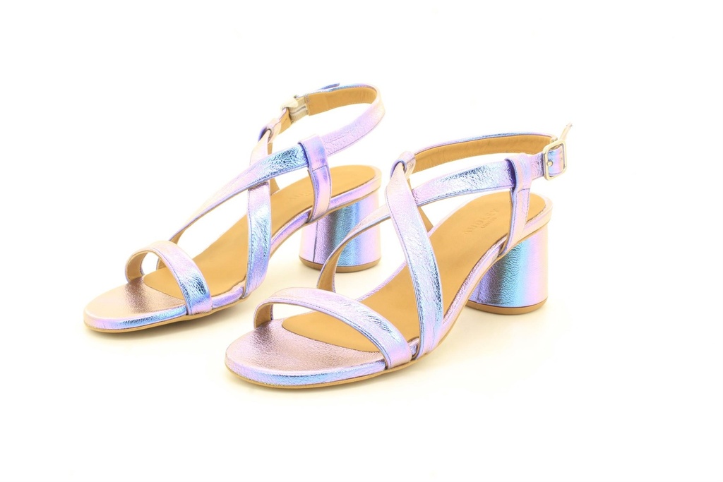 LADIES MID HEEL LEATHER SANDALS 22255