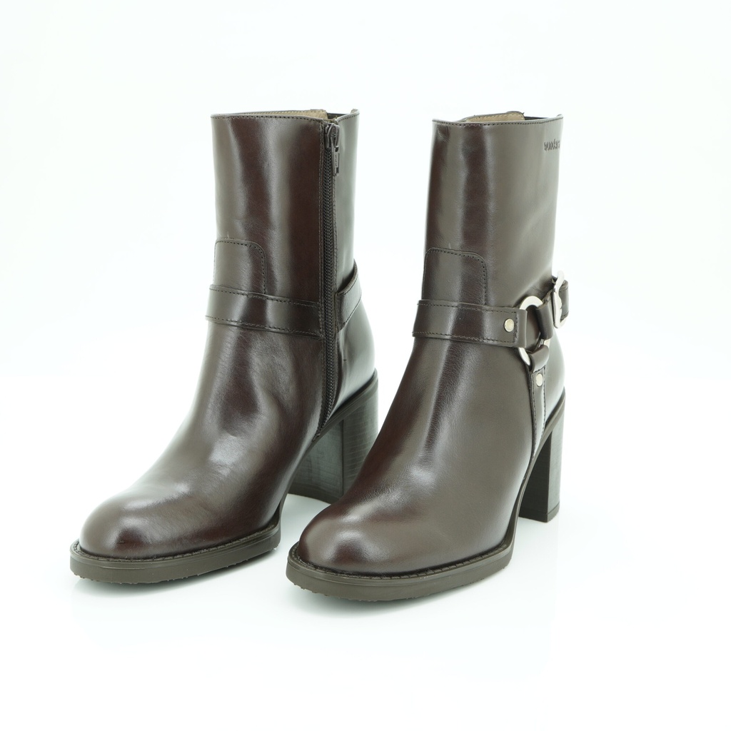 [2026WONW38] LADIES LEATHER BLOCK HEEL BOOTIES
