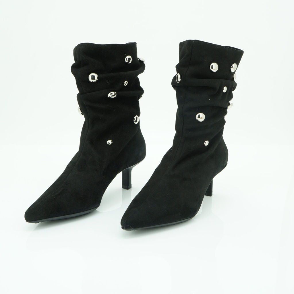 [2026WONW14] LADIES LEATHER POINTY KITTEN HEEL BOOTIES