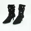 LADIES LEATHER POINTY KITTEN HEEL BOOTIES